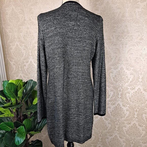 Soft Surroundings Black/Silver Open Front Long Cardigan 4 Pockets Size Small NWT - Picture 5 of 11